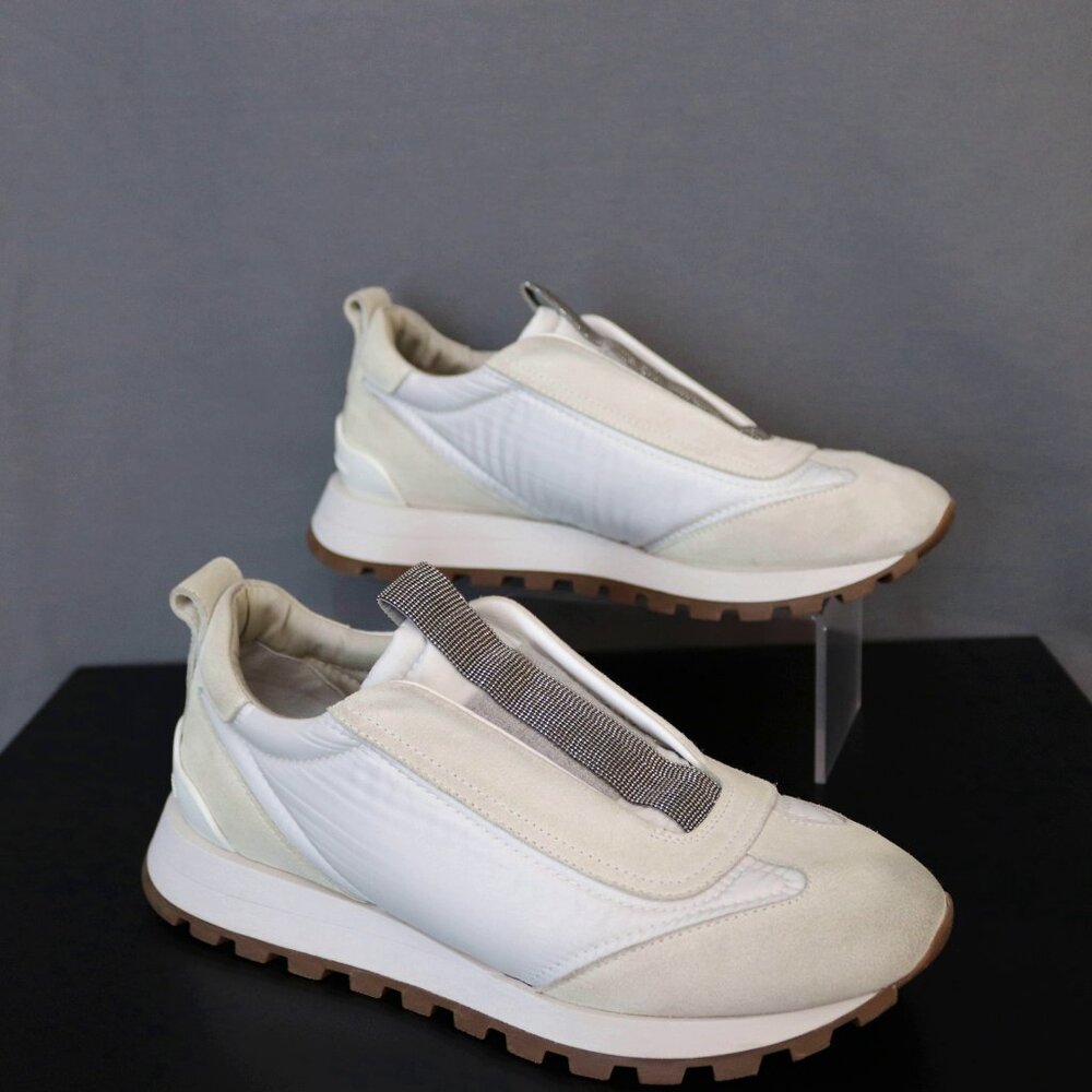 BRUNELLO CUCINELLI 38 Monili Trim Lug Sole Slip-On Runner Sneakers - Picture 3 of 15